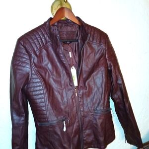 MSSP jacket faux leather large Burgundy red